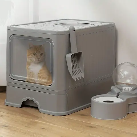 Extra Large Fully Enclosed Cat Litter Box, With Drawer & Top Entrance, Odor-Proof And Splash-Proof (Size:50cm*40cm*40cm) litter  box  for  old  cats