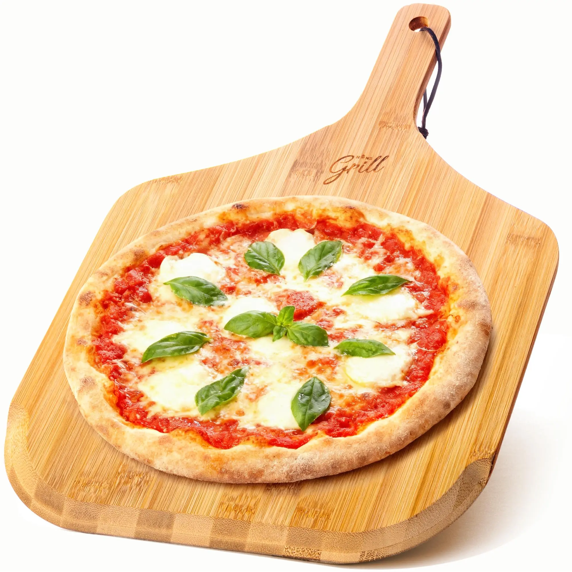 Hans Grill Bamboo Wooden Pizza Peel, 12 Inch Paddle for Oven