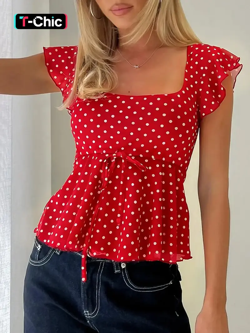 sheer polka dot blouse - TikTok Shop