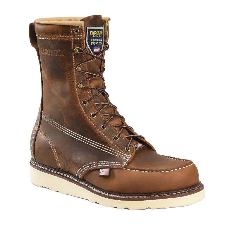 Carolina® Men's Dark Brown Domestic Moc Toe Wedge Work Boots CA8012
