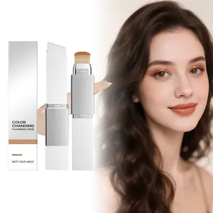 Two-In-One Color-Changing Foundation Stick, Lightweight Moisturizing Hydrating Nourishing, Matte Finish Clear Non-Sticky, Daily External Use, Concealer Foundation Hybrid