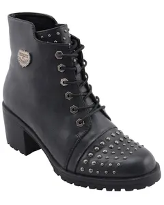 Milwaukee Leather Women's Studded Rocker Boot Round Toe - Mbl9426