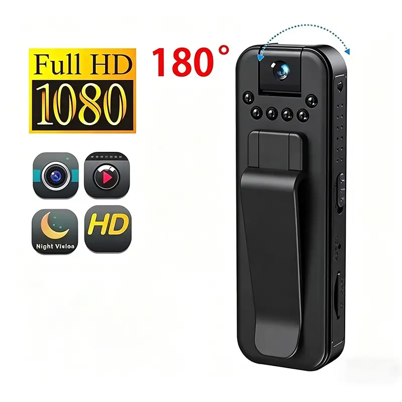 1080P Portable Mini Camera, Digital Video Recorder, Wearable Police Night Vision Recording Camera, IR Micro Camera, Compact and Lightweight Design, USB Rechargeable Video Camcorders