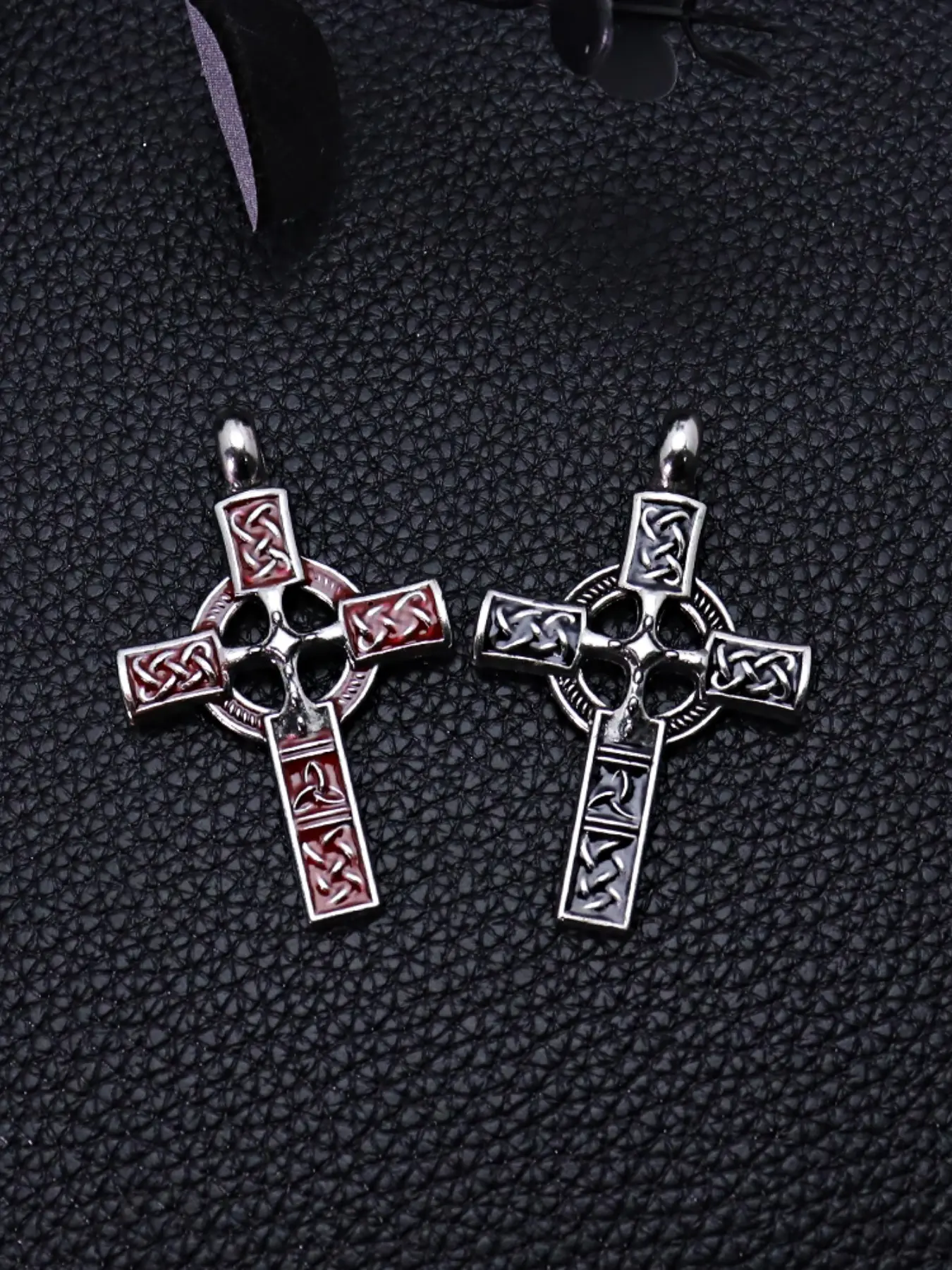 2 Pcs Vintage Celtic Cross Pendant, Zinc Alloy Viking Style, Punk Hip Hop Unisex Necklace, Unique Gift for Him, Trendy Fashion Accessory