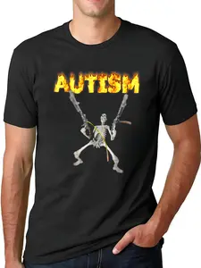 100% Cotton Unisex Autism Skeleton Funny Oddly Specific Dank Meme T-Shirt Graphic Casual Round Neck Tee