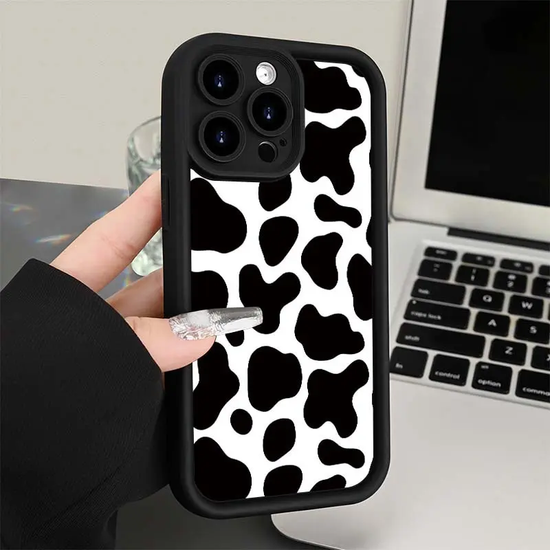 Stylish Cow Print Mobile Phone Case - Shock Absorbent, Soft & Durable - Compatible With IPhone 16, 15, 14, 13, 12, 11 Pro Max, Plus, 8, 7SE2, SE3, XS, XR, And More