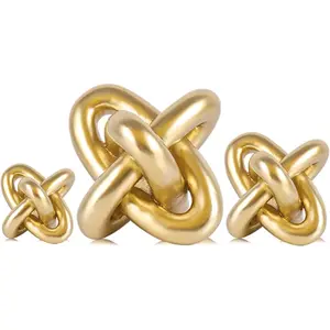 Gold Knot Decor for Coffee Table Book,Chain Link Living Room Decor Item for Bookshelf Entryway Nightstand TV Stand,Minimalist Knot Sculpture for Home Living Room,Centerpiece Table Decorations (Gold)