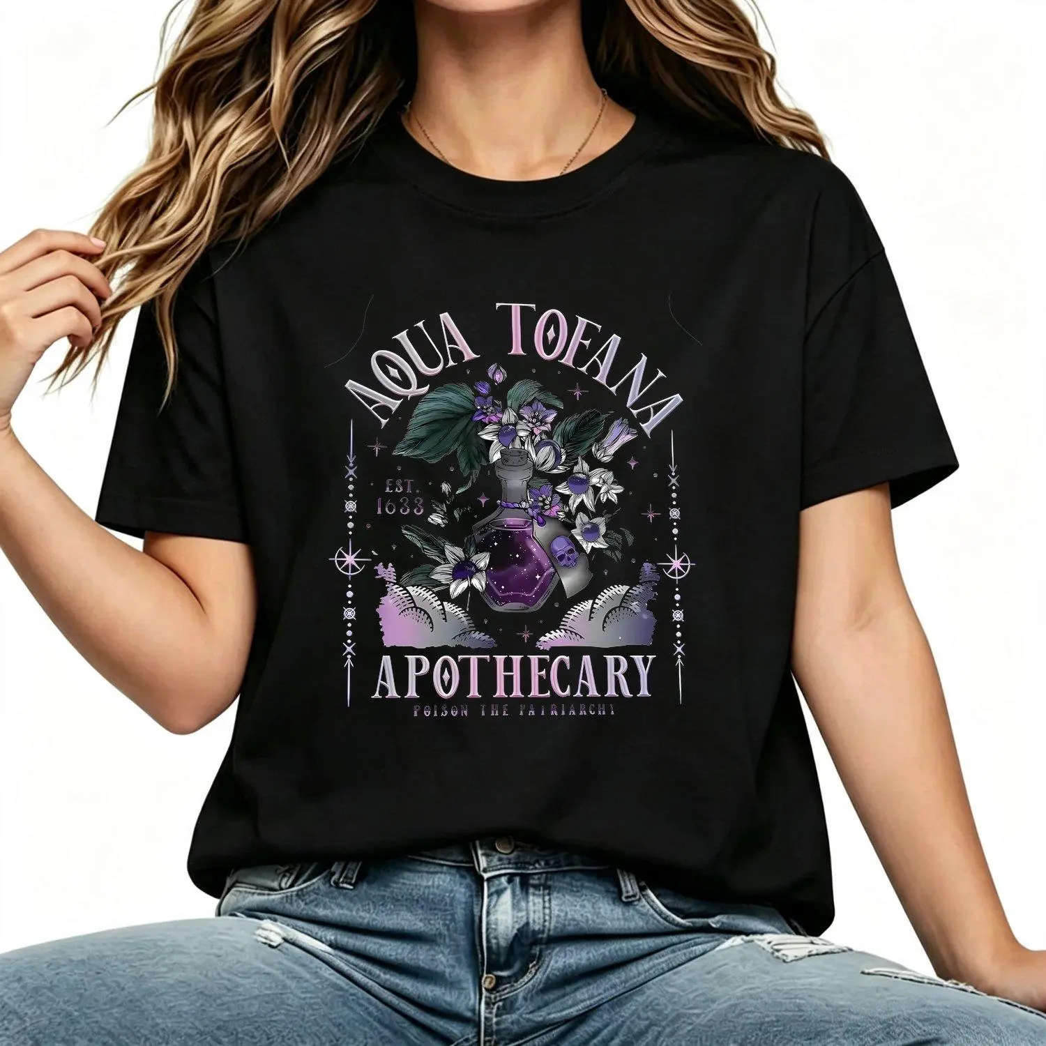 Plus Size Womens T Shirts Aqua Tofana Pharmacist Feminist Pattern Casual Version Round Neck Short Sleeve Printed with the Words EIT Helps Plant Seeds of Knowledge Feminist Summer Tee