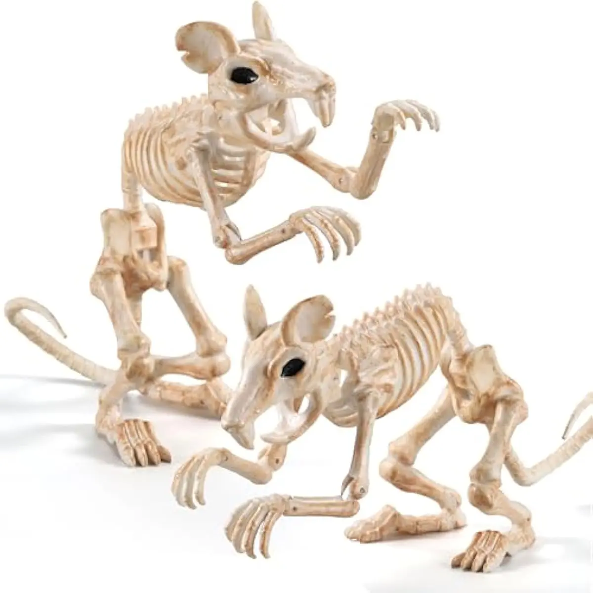 2 PCS Rats Skeleton Halloween Decoration 11 Inch Long Small Animal Skeleton Plastic Mouse Bones for Yard Garden Lawn Patio Graveyard Haunted House Halloween Party Favors Decor
