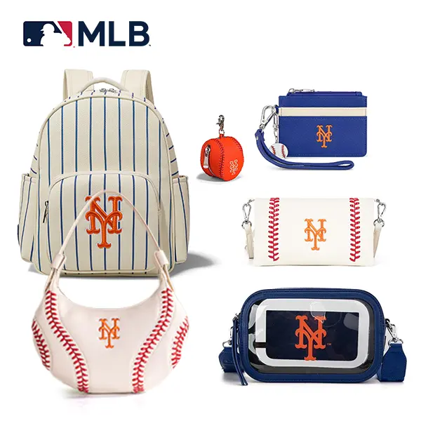 MLB New York Mets Baseball Theme Casual Women's Crossbody Bag, Everyday Purse, Official Fan Gear
