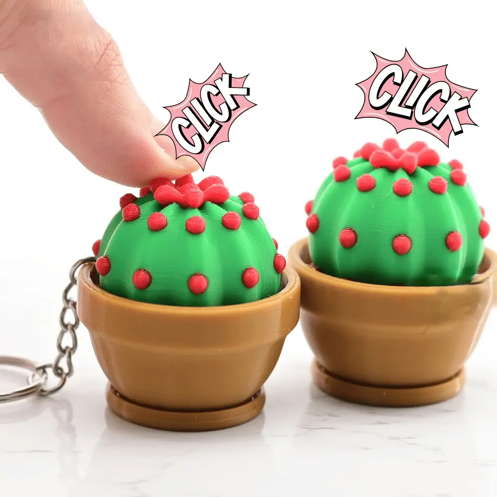 Cactus Planter Clicker Keychain - Fun and Functional Accessory for Plant Care with Elegant Design