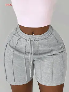 Women's Summer 2026 New Plain Casual Drawstring Gym Shorts, Fitted Jogging Pants, Comfortable and Stylish, Perfect for Daily Wear