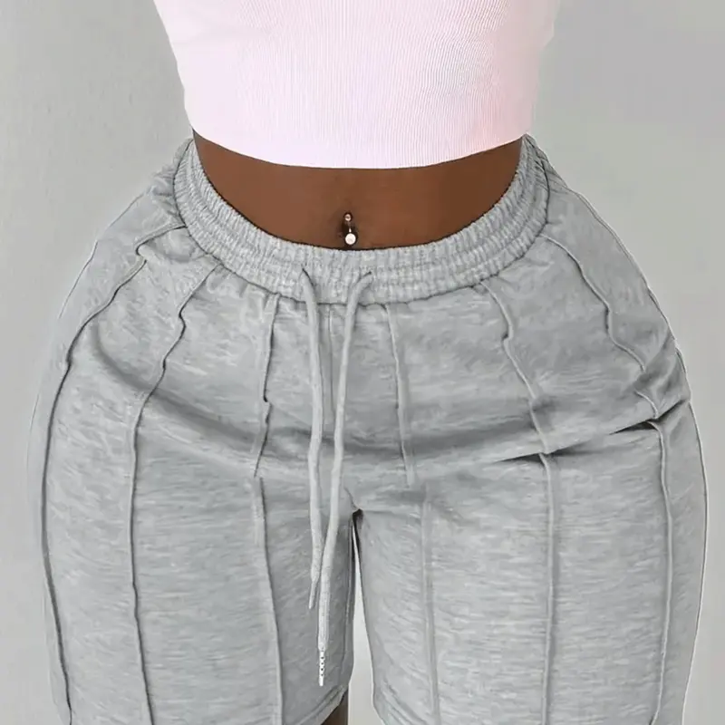 Women's Summer 2026 New Casual Plain Drawstring Gym Shorts, Fit Shorts, Comfortable and Stylish, Perfect for Daily Wear, Drawstring Sports Shorts