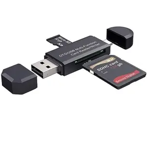 Micro USB OTG/USB 2.0 Card Reader Adapter, SD/Micro SD Memory Card Reader with Standard USB Male & Micro USB Male Connector for Smartphones/Tablets with OTG Functio for SDXC, SDHC, SD, MMC, RS-MMC