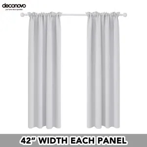 Rod Pocket Blackout Curtains for Bedroom 42W 2 Panels -Deconovo Rod Pocket Solid Thermal Insulated Window Curtains for Living Room