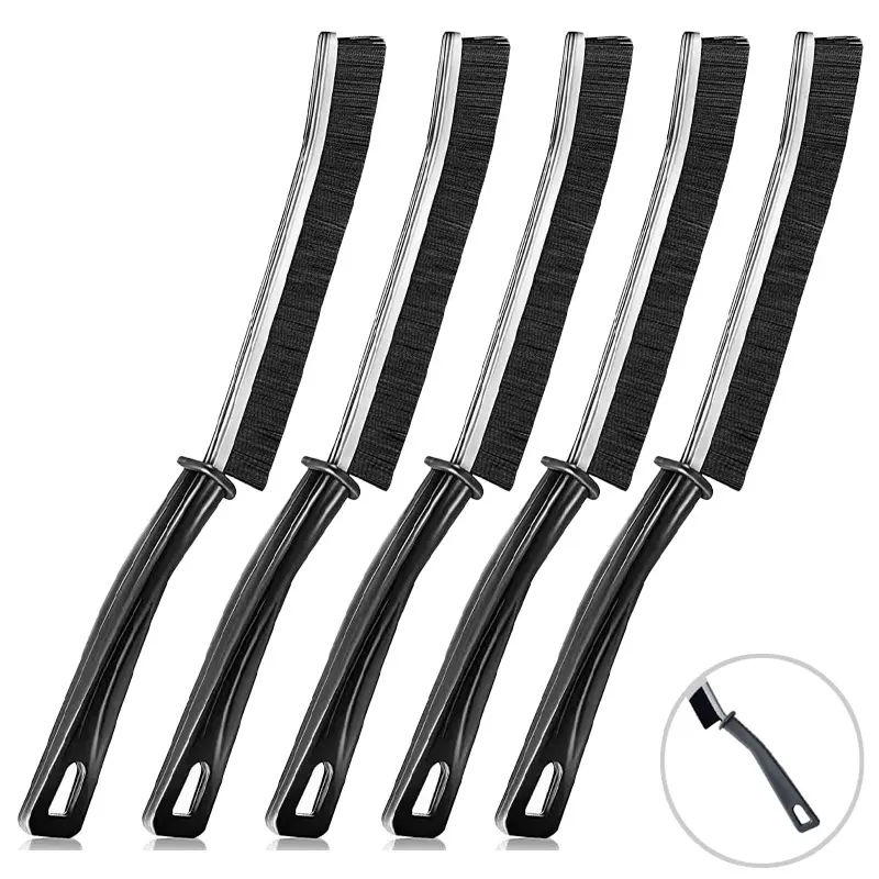 5-Piece Hard Bristle Crevice Cleaning Brush Set - Multifunctional Fine Dust Cleaner with Deep Reach Gap Handle, Plastic Bristles, 23.62" Length, Hand Tools, Crevice Brush All-Purpose Cleaners for Bathroom, Kitchen Tiles, Car