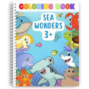 Coloring Pages, Sea Wonders Coloring for Kids Ages 3+, 44 Engaging Illustrations of Sharks, Dolphins, Whales, Turtles & More! Perfect for Boys & Girls. Spiral Bound, Thick 199 GSM Paper, Size 8.5x11