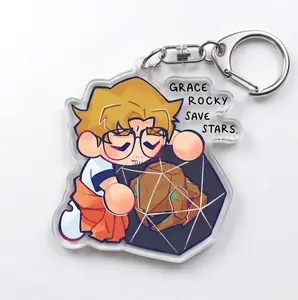 Project Hail Mary Grace & Rocky Keychain - Cute Acrylic Cartoon Keychain, Funny Meme Character Charm for Keys, Bags, Backpack, Durable Gift for Fans & Collectors