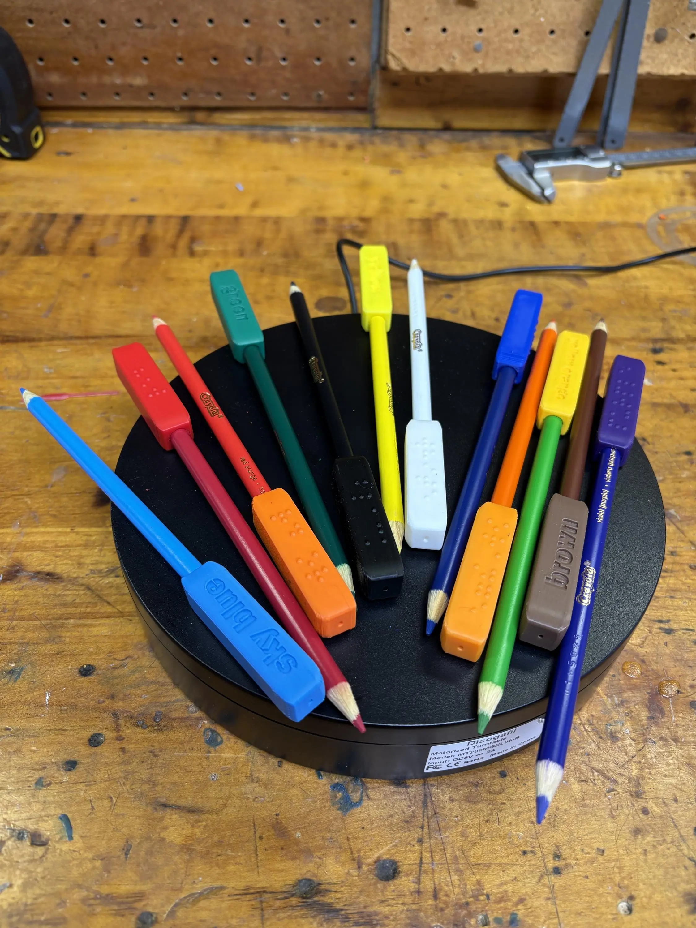 Braille Colored Pencil Toppers — Set of 12 for Crayola Pencils | 3D Printed Accessibility Tool for Visually Impaired Students | TVI