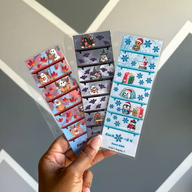 Themed Bookmark Savings Challenge - Cash Stuffing Tool for Personal Budgeting