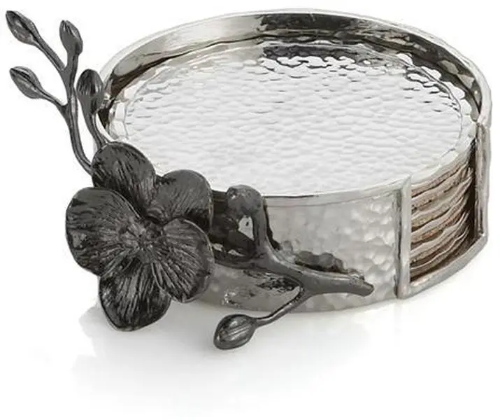 Michael Aram Black Orchid Metallic Finish Multiple Pieces Metal Coaster Set, Kitchenware Tableware Accessory for Coffee & Dining Table Decor - 110832