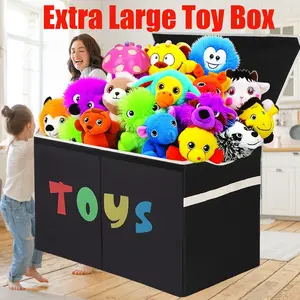 Heavy-Duty Kids Toy Storage Box - Extra Large Collapsible Organizer with Lids - Durable & Stackable Bins for Boys, Girls & Nursery.