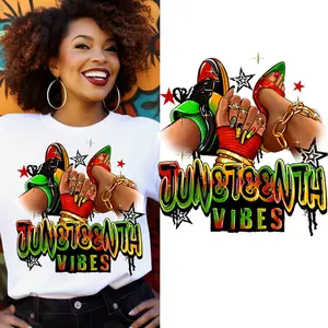"Juneteenth Vibes" DTF Transfer - Black History Celebration - Freedom · Legacy · Joy - Suitable For T-shirts, Bags & Fabric Decor, Washable Iron-On Stickers, African American Pride Heritage Heat Transfer Stickers