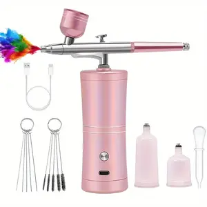 Portable air compressor kit with 0.3mm nozzle for painting, tattooing, cake decorating, graffiti, nail art, car painting, DIY, model coloring. A great gift for women's holidays.