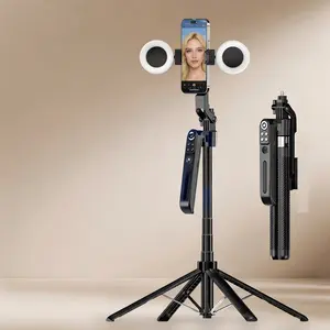 180cm Auto Face Tracking Tripod with Dual Light, 360° Rotating Stand Selfie Stick, Phone Holder with Remote and Gesture Control, No App, for Tiktok Vlog Live Streaming Video Recording