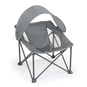 Bright Starts Pop 'N Chill Baby Chair Travel Seat, Indoor/Outdoor Use, Infant Seat with UPF 50+ Canopy, Grey, Ages 0-6 Months