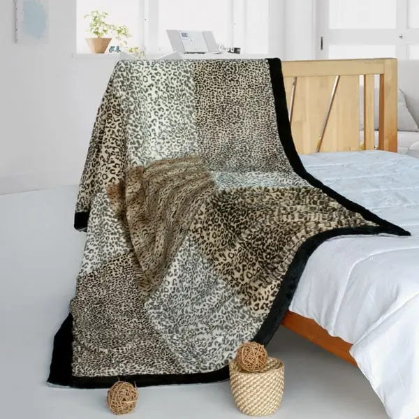 Onitiva Modern Art Wild Animal Print Patchwork Duvet, 61x86.6 in, Brown, Wild Animal Print Duvets