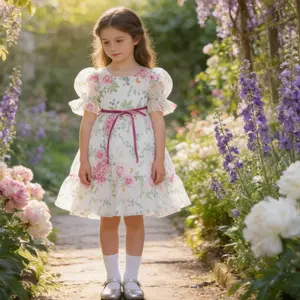 3087 Lace embroidery design girls dress suitable for baptism birthday party pastoral style dress