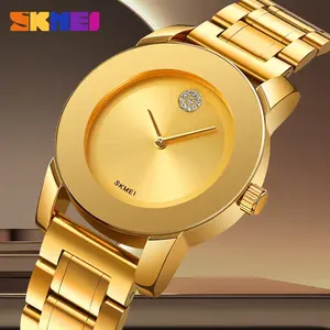SKME Women's Luxury Watch -  With Stones, Exquisite Compact Athens Gold Dial, Versatile for Daily & Multi-Occasion Wear