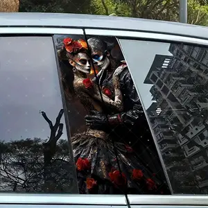 2pc Car B Pillar Protection Sticker, Easy Peel & Stick, Sunproof Waterproof Scratch Resistant, Fits All Vehicles, Cool Car Decoration, Vinyl Decal Sticker, Car Exterior Decoration