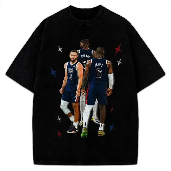 Stephen Curry Lebron James Kevin Durant BIG 3 USA World Champ Graphic Shirt, Bootleg Basketball Tee, Gift For Fan