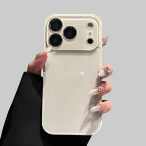 Candy Macaron Series – Skin-Feel Crystal Clear Case for iPhone 17, 16, 15, 14, 13 Pro Max – Soft TPU Bumper + Hard PC Back – Full Lens Coverage – Cute, Minimalist, Pink & White