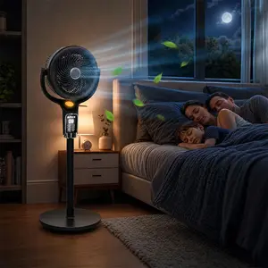 SPZK Air Circulator Pedestal Fan 120° Automatic 4-Way Oscillating Standing Fan, Quiet DC Motor ith Remote, 8 Speeds Quiet Oscillating  Fan, 9H Timer Height Adjustable Floor Fan for Bedroom Living Room Office Nursery