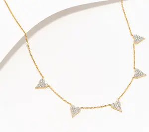 Diamonique x Jennifer Miller 5 Heart Station Necklace, Sterl