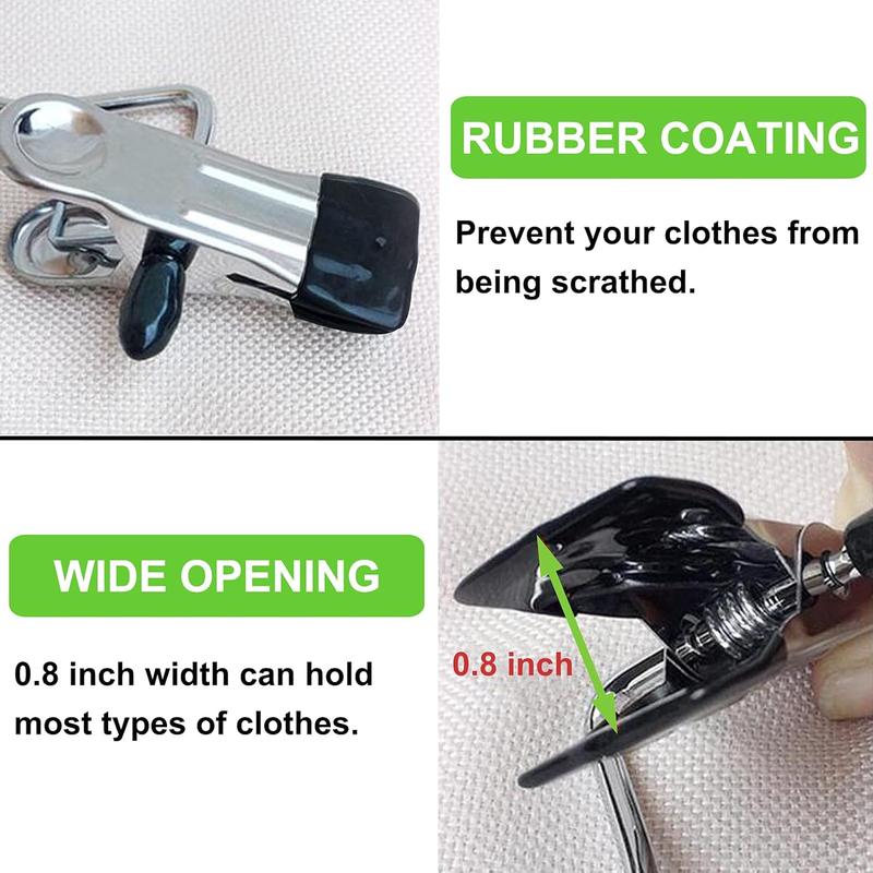 Stainless Steel 20pcs Laundry Hook Clips - Space Saving Rust-Proof Clothespins, Hat, Pants, Travel Hooks, 360° Rotating Hangers Organizer Space-Saving