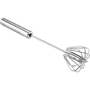 Stainless Steel Egg Whisk, Hand Push Rotary Whisk Blender, Versatile Milk Frother, Hand Push Mixer Stirrer for Blending, Whisking, Beating & Stirring (12in)
