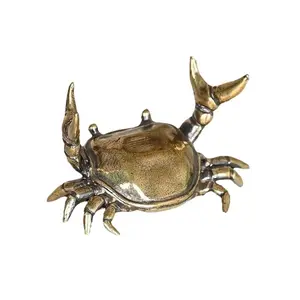 Pure Brass Aged Crab Figurine - Creative Feng Shui Style, Wealth & Good Fortune Tea Pet & Desktop Decor, Ideal for Home, Office & Garden