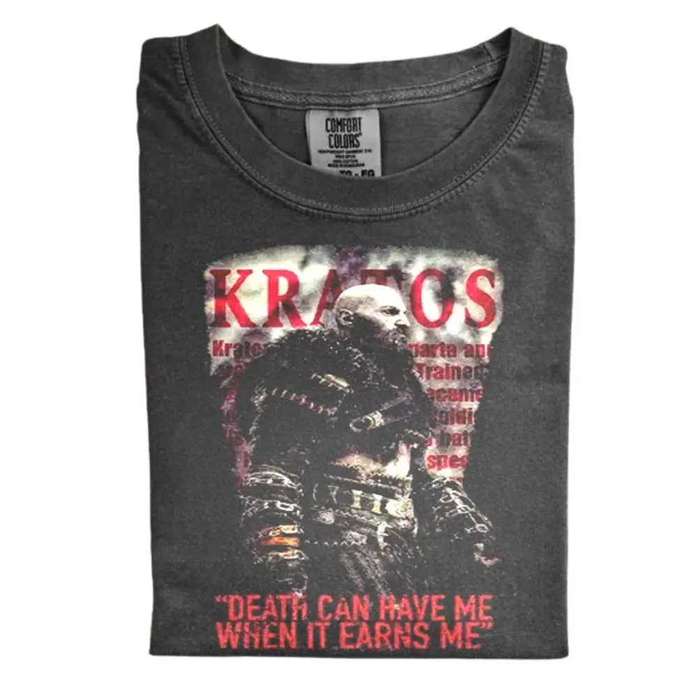 The Vintage Kratos Warrior Comfort Color Shirt, Death Can Have Me Quote Shirt, Game Fan Shirt, Gift for Men, Gift for Women, Crew Neck T-shirt, Trending T-shirt