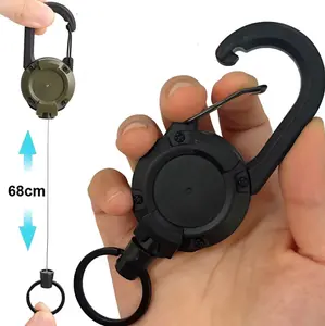 TIKA Heavy Duty Retractable Carabiner Key Chain with Steel Cord Badge Holder for Keys and ID Badges