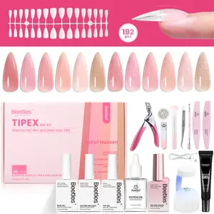 Beetles Tipex Nail Art Kit with Gel Polish, 192pcs Tipex Nail Tips with Gel Nail Polish Solid Nail Glue Base & Top Coat DIY Manicure Cutics Gift for Women Girls mothersdaygift #Summervibes outdoorfun