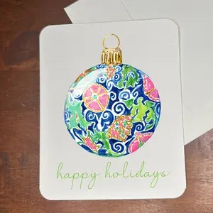 Handmade Watercolor Printed Christmas Cards Festive Art Print Holiday Cards Gift Box Set with Floral Ornament Design Notecard Postcard Christmas Cards