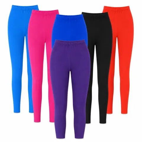 6 Pack Women’s Leggings, Assorted solid Colors, Lightweight Stretchy Full Length Leggings, One Size Fits Most, Soft Comfortable Everyday Wear Bottoms Casual Multicolor Elastic