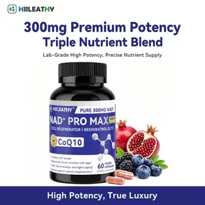 HIILEATHY NAD+ PRO MAX | 300mg High Potency NAD+ Supplement, Brain Wellness & Cellular Care with Resveratrol & CoQ10 | Daily Vitality & Energy Support | Made in USA Dietary Fitness
