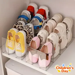 [1pc Acrylic Shoe Rack] 1pc Transparent Acrylic 4-Lattice Shoes Storage Rack for Children | Baby Shoe Rack Acrylic Shelf