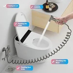 6pcs Premium Dual-Function High-Pressure Toilet Sprayer Set - Dual-Outlet Splitter + Quick-Release Wall Mount | Rotating Lock Bathroom Cleaning Accessories | Shower Pet Wash,summervibes