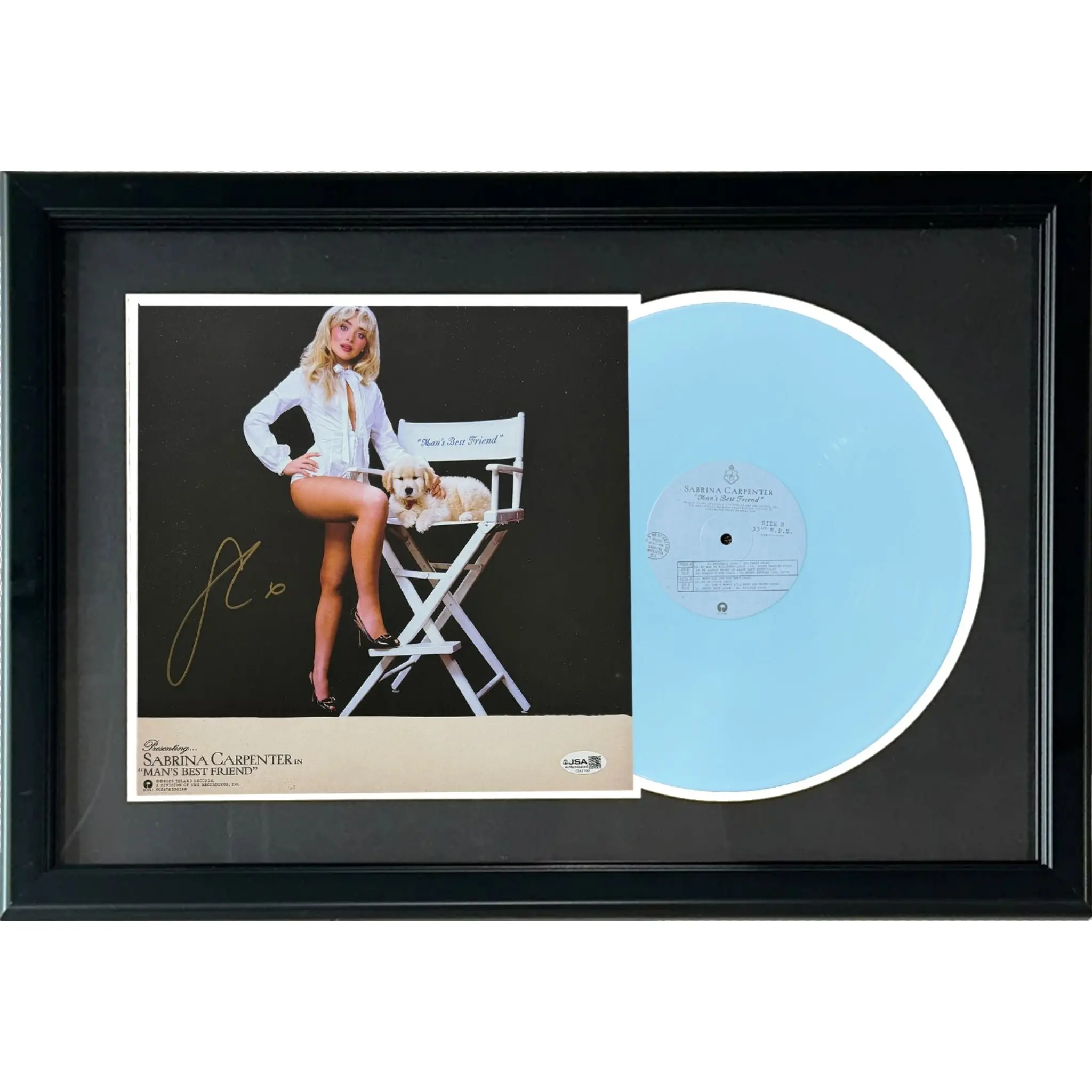 Sabrina Carpenter Autographed "Man's Best Friend" Deluxe Framed Vinyl Album - JSA Certified Collectible, Framed Album